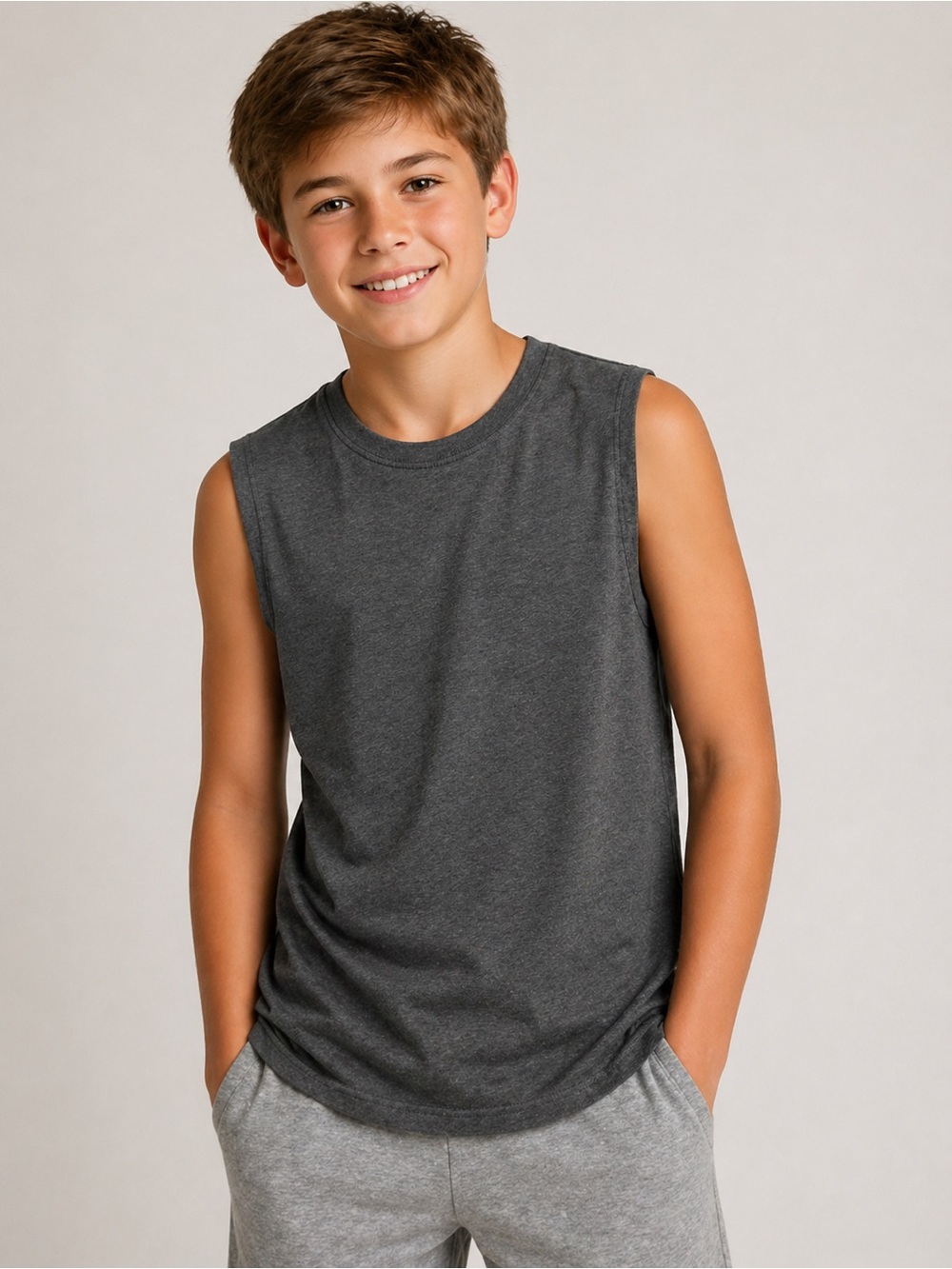 Bottlecaps Boutique Brand Youth L 14/16 Dark Gray Sleeveless Tank Top Like New